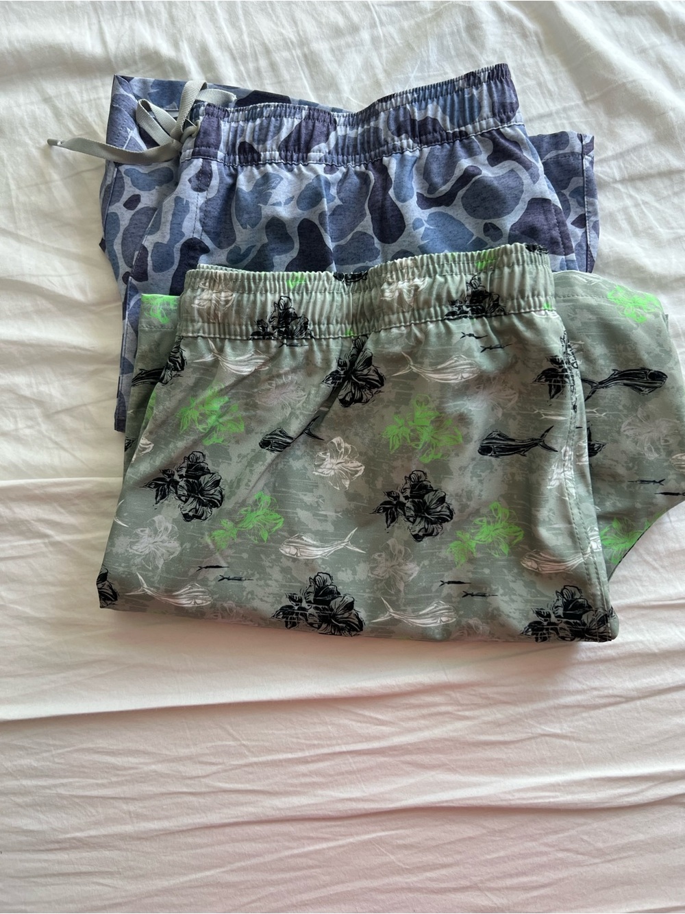 Huk Men’s Swim Trunks - Gray, Blue & Neon Green Prints